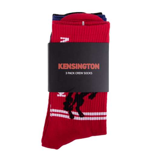 Crew Socks 3-Pack - Blue/Black/Red