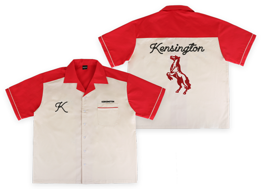 Retro Bowling Shirt - Red / Beige